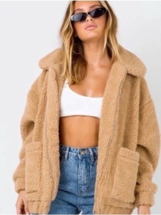 I.AM.GIA Jackets & Blazers - I.AM.GIA Teddy Zip Jacket in Camel Brown